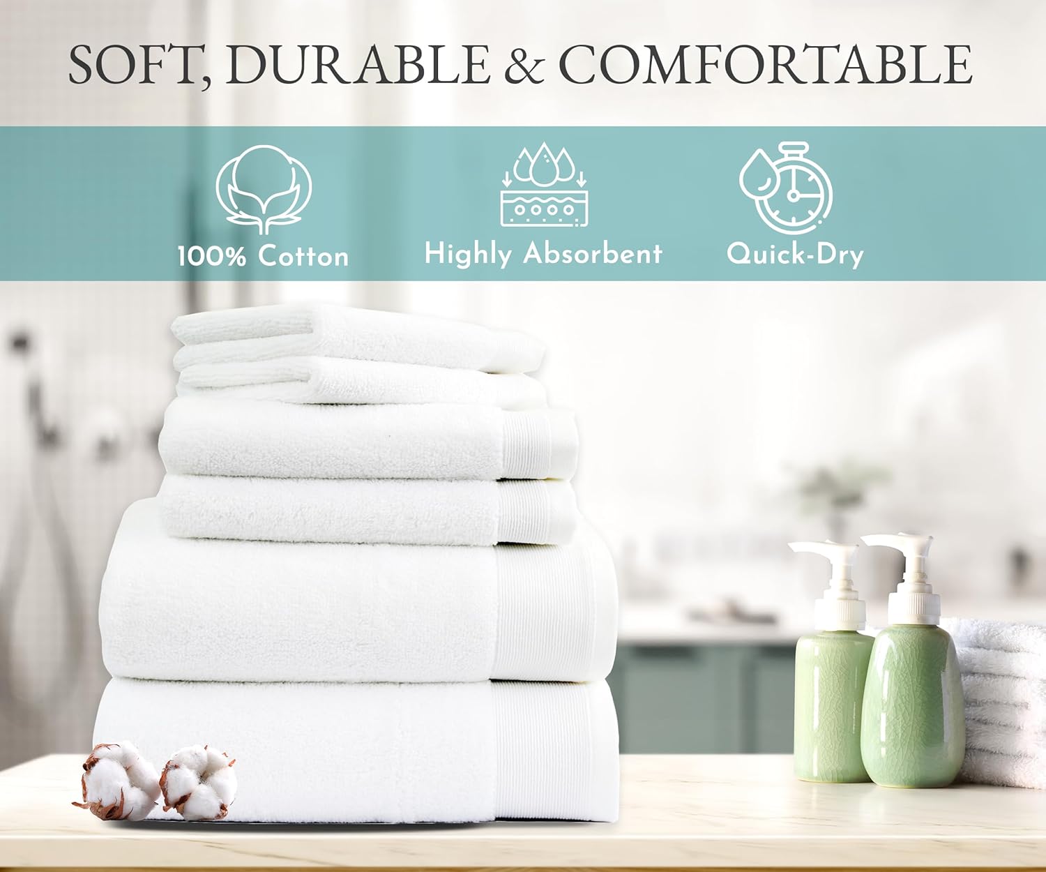 California Design Den 6-Piece Soft Cotton Towels
