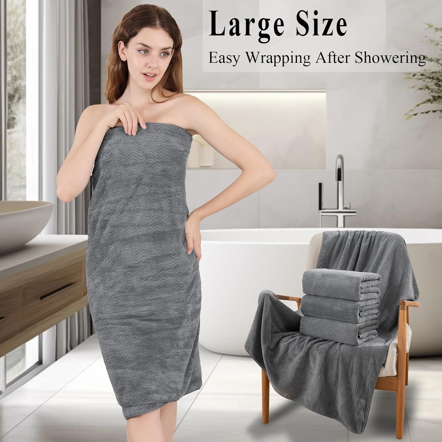 Oversized Bath Towels Set of 4 Extra Large microfiber fast drying