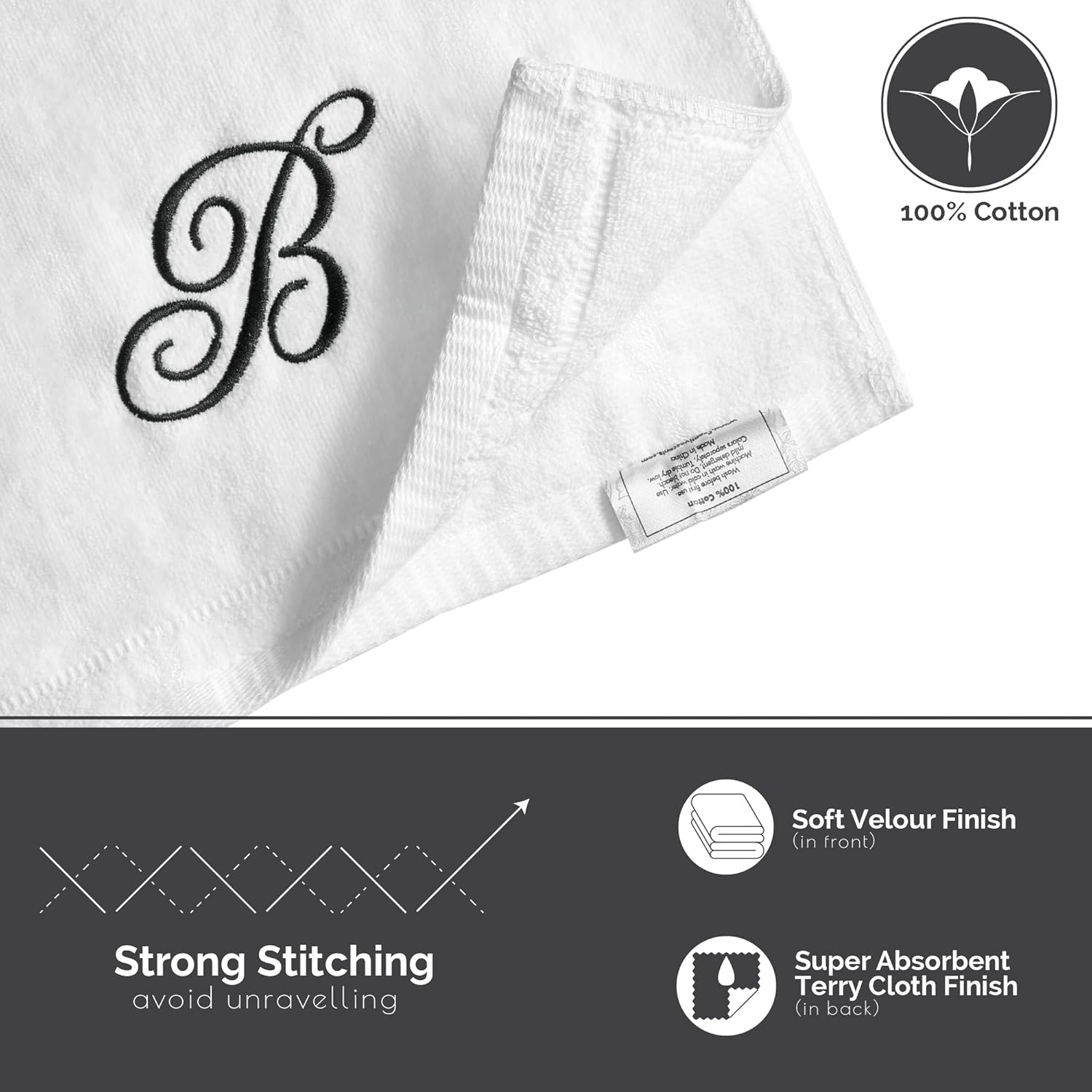 Personalized Towels with Initials in 11x18 Size
