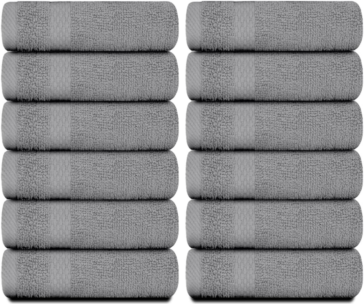 White Classic Luxury Washcloths - 12 Piece Set