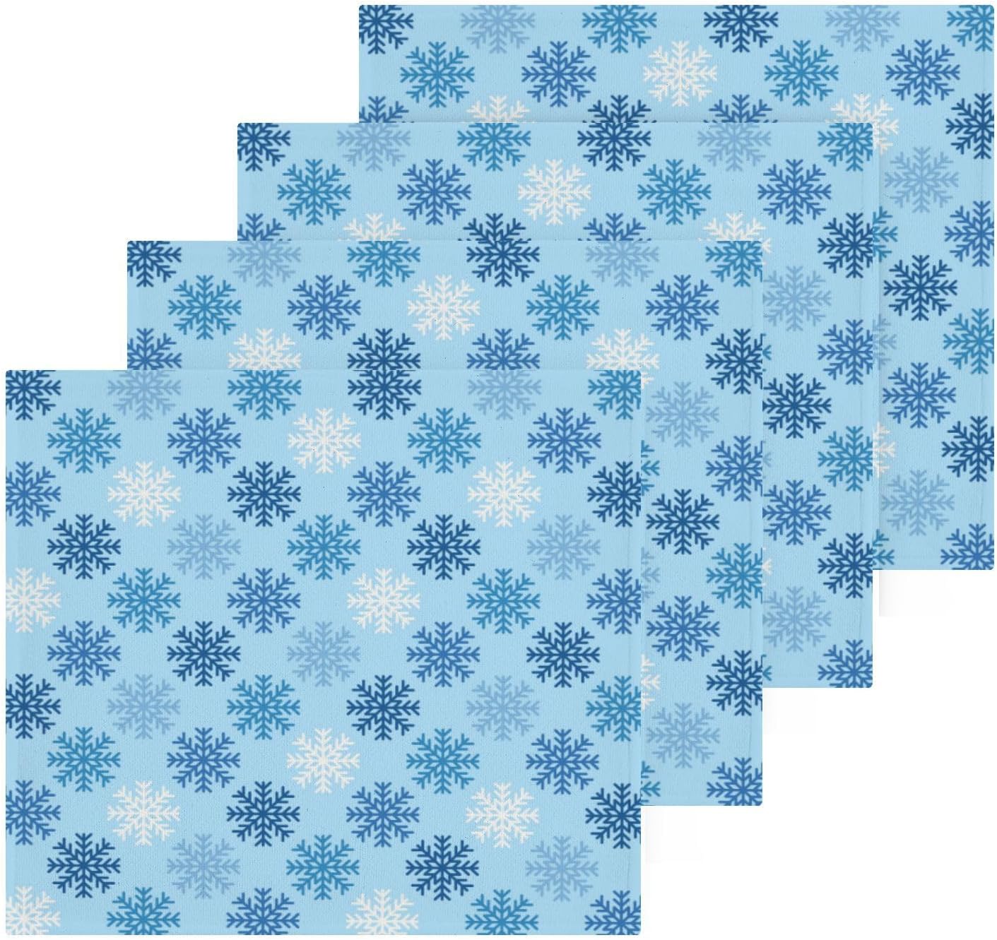 YettasaBin Blue Snowflake Washcloth Set