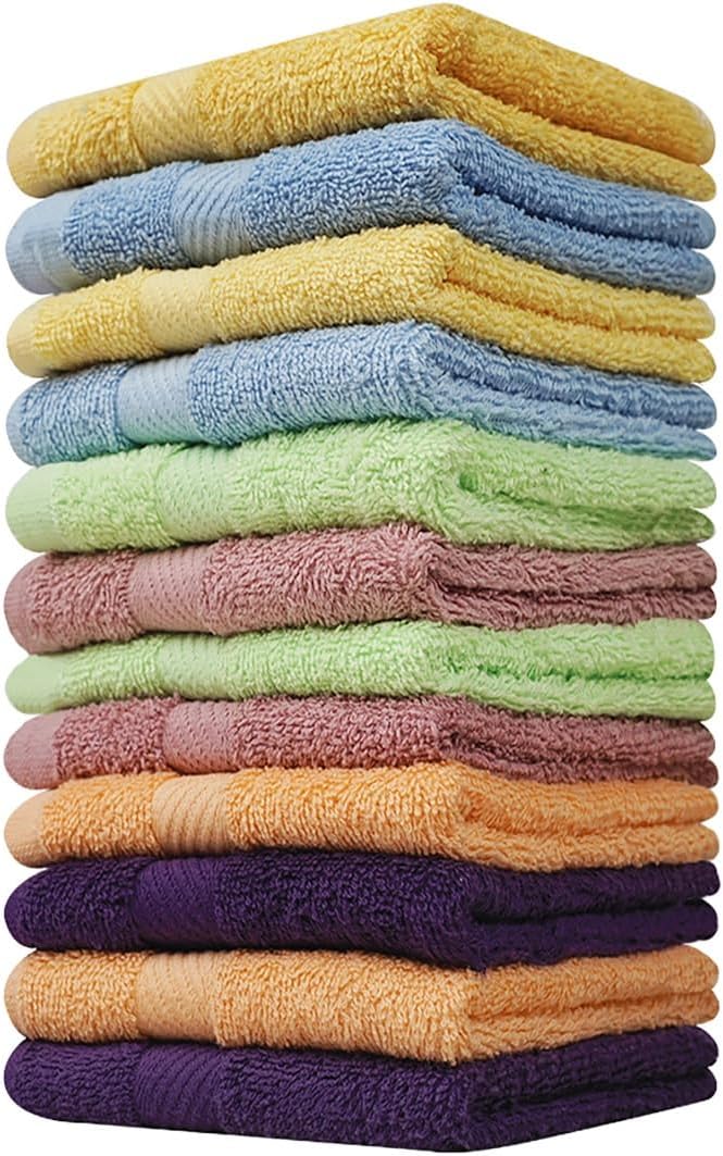 100 Cotton 12x12 Washcloths Ultra Soft Pack of 12