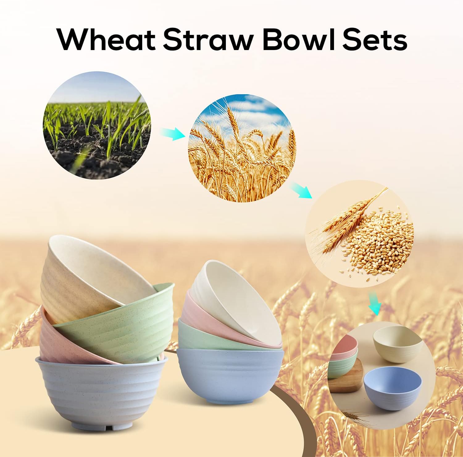 Numkey Quart Set of 4 Small Eco-Friendly BPA-Free Stackable Kitchen Bowls