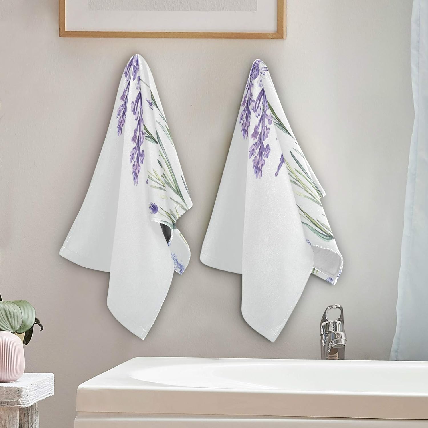 Blueangle Watercolor Lavender Towels