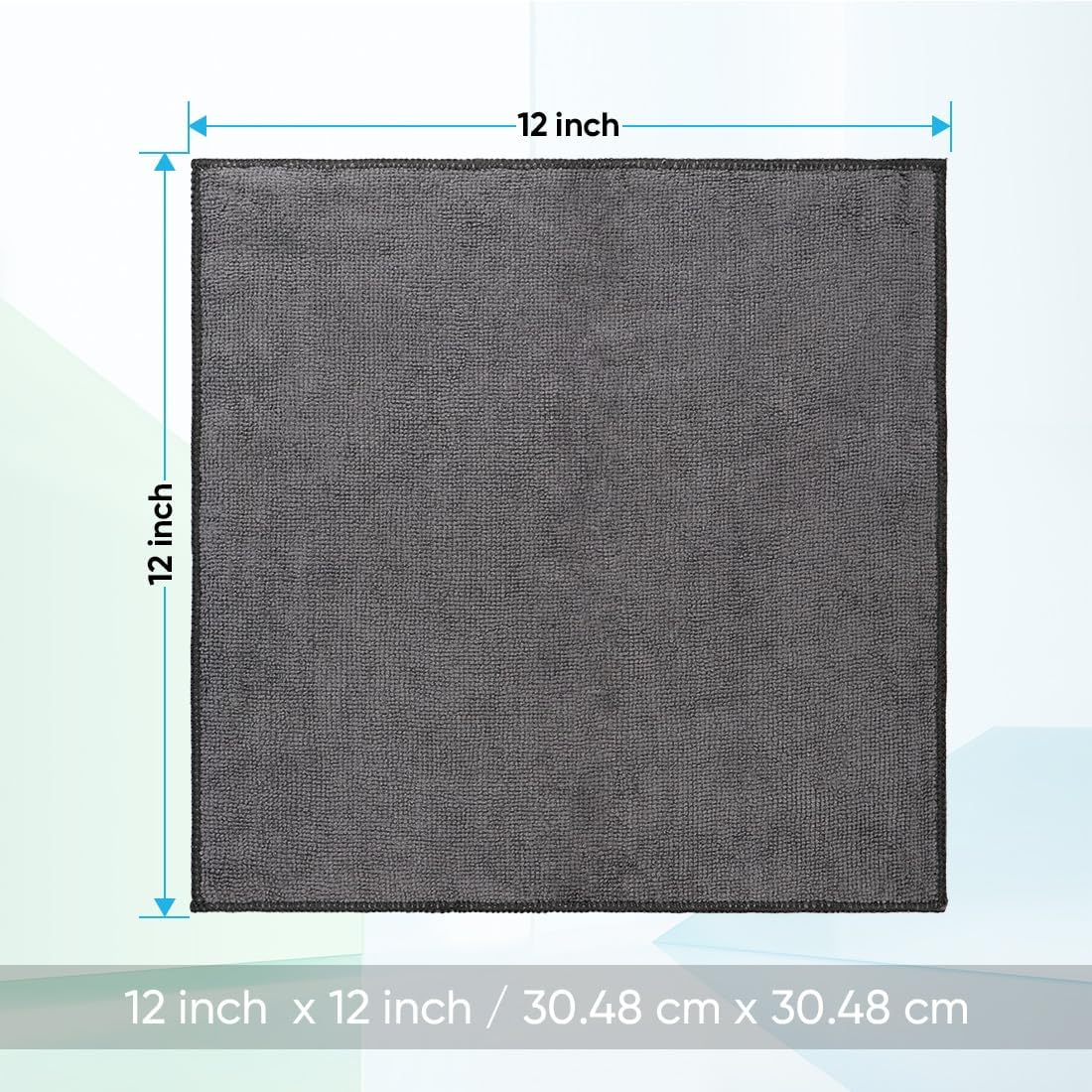 HOMEXCEL Microfiber Washcloths 12 Pack Grey 12x12