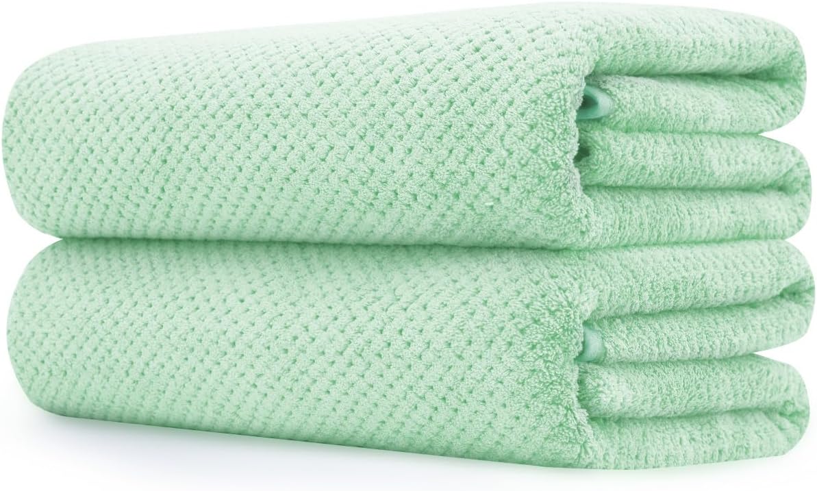 Extra Large Microfiber Bath Towel Set 35x70 Inches 2PCS Green 1