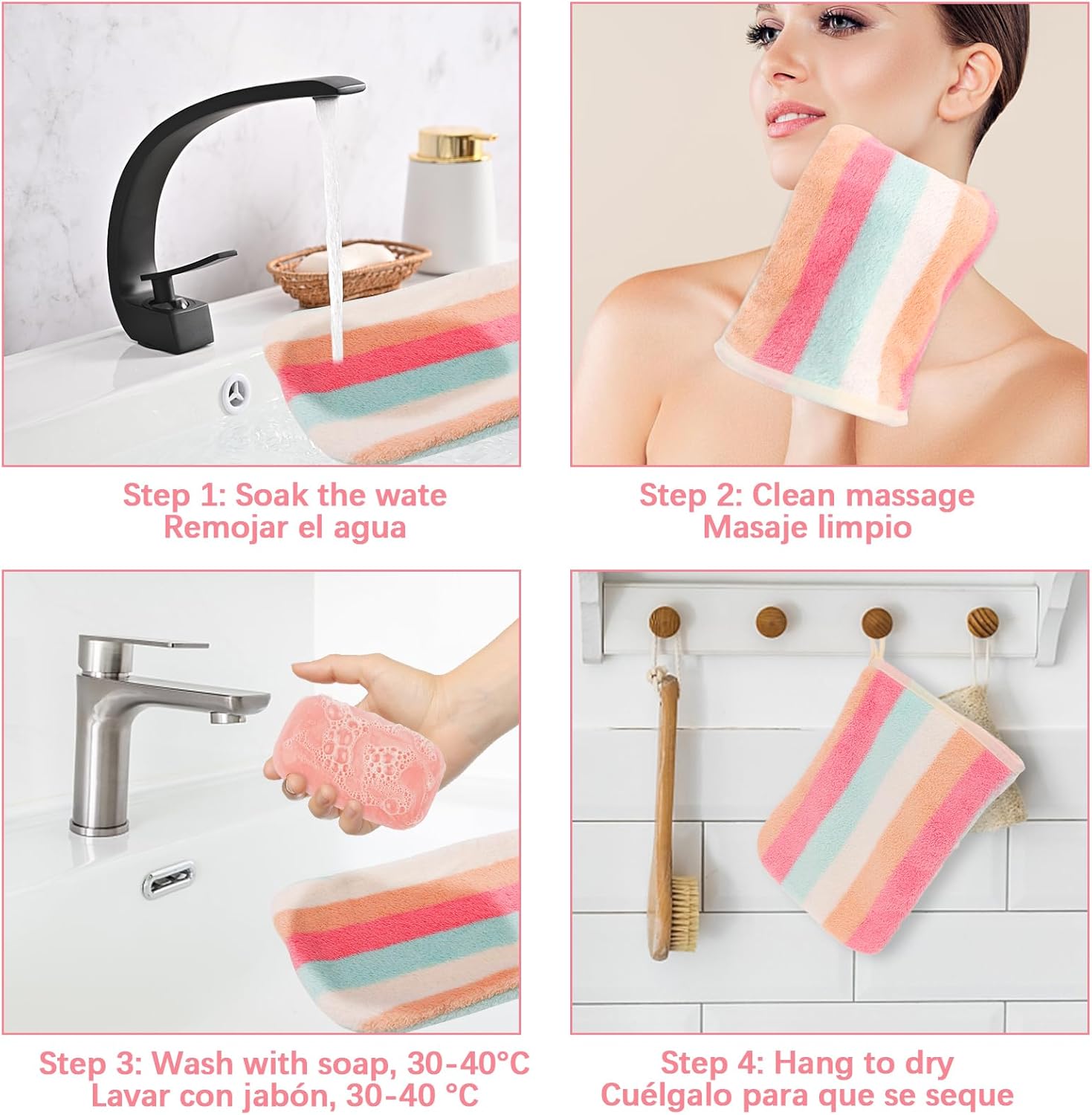 6-Piece Coral Fleece Washcloth Set