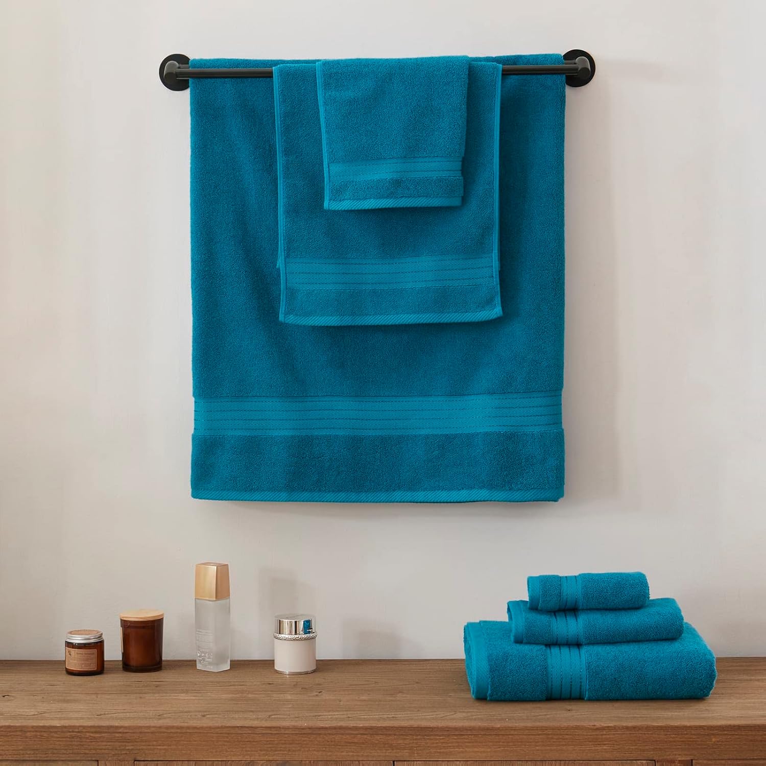 6-Pack Luxury Turkish Cotton Bath Towels for Soft Durable Use