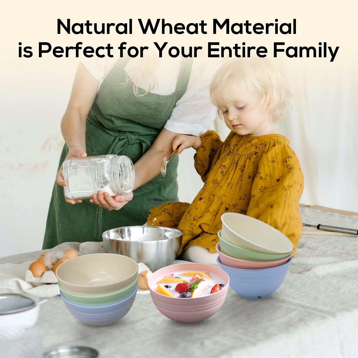 Numkey Quart Set of 4 Small Eco-Friendly BPA-Free Stackable Kitchen Bowls