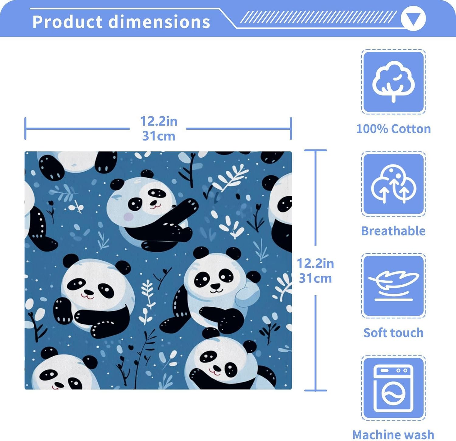 Soft Reusable Panda Face Towels for BATH Beyond