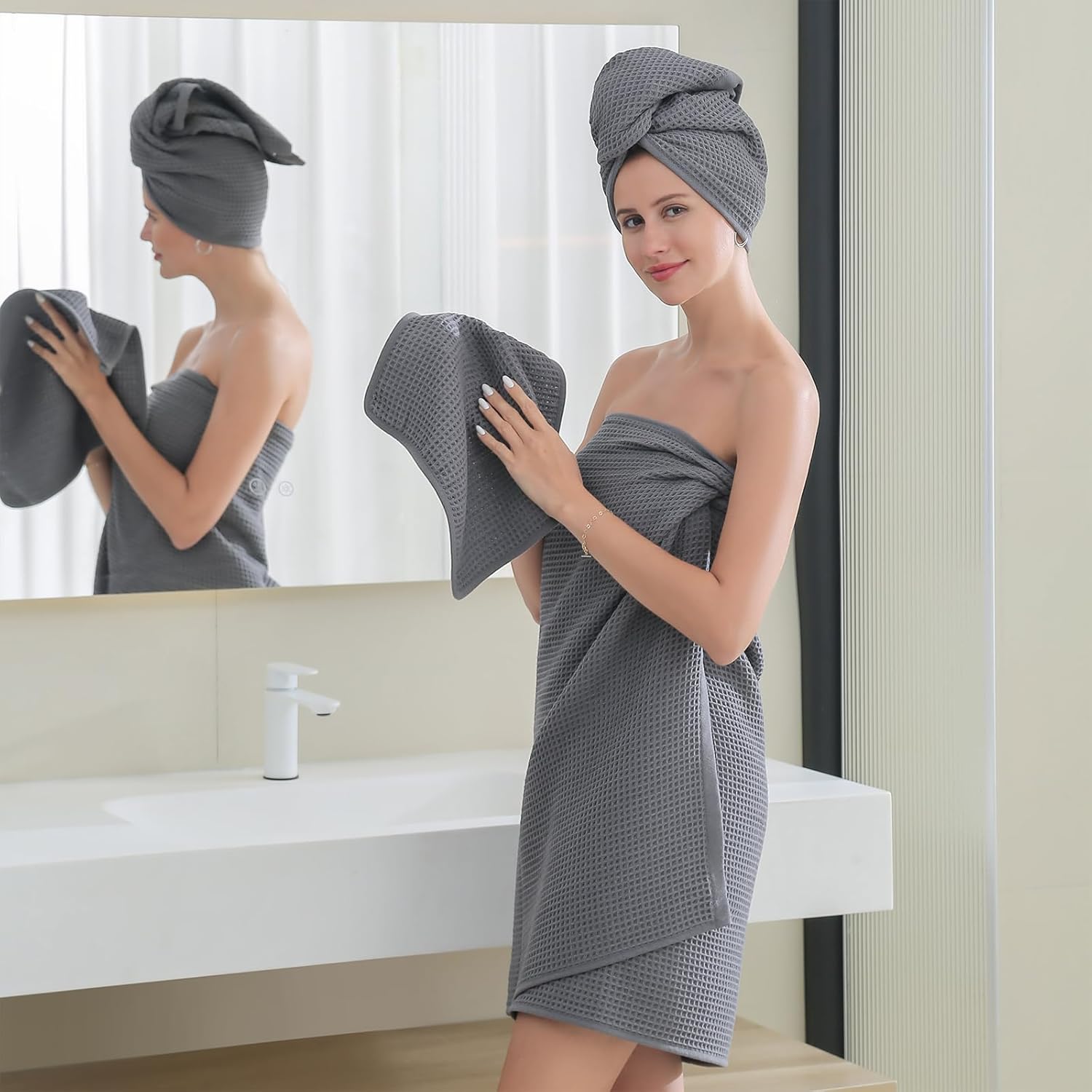 XIQ Oversized Waffle Weave Bath Towels