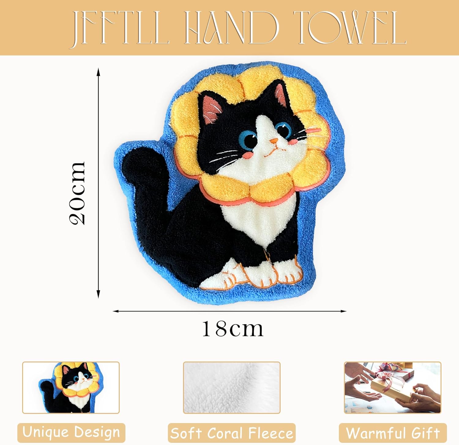 JFFTLL Yellow Flower Tuxedo Cat Hand Towels