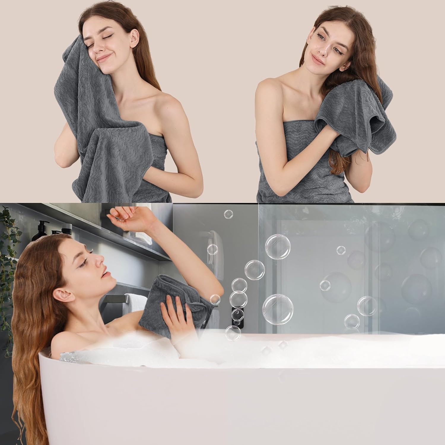 Oversized Bath Towels Set of 4 Extra Large microfiber fast drying