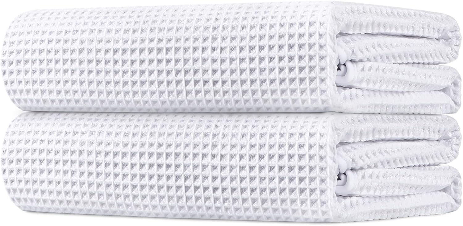 HOMEXCEL Waffle Bath Towels 2 Pack Ultra Soft Quick Dry
