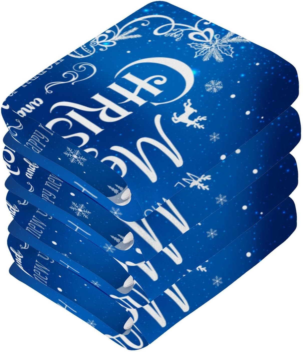 Merry Christmas Blue Washcloth 2 Pack for Babies Soft Reusable