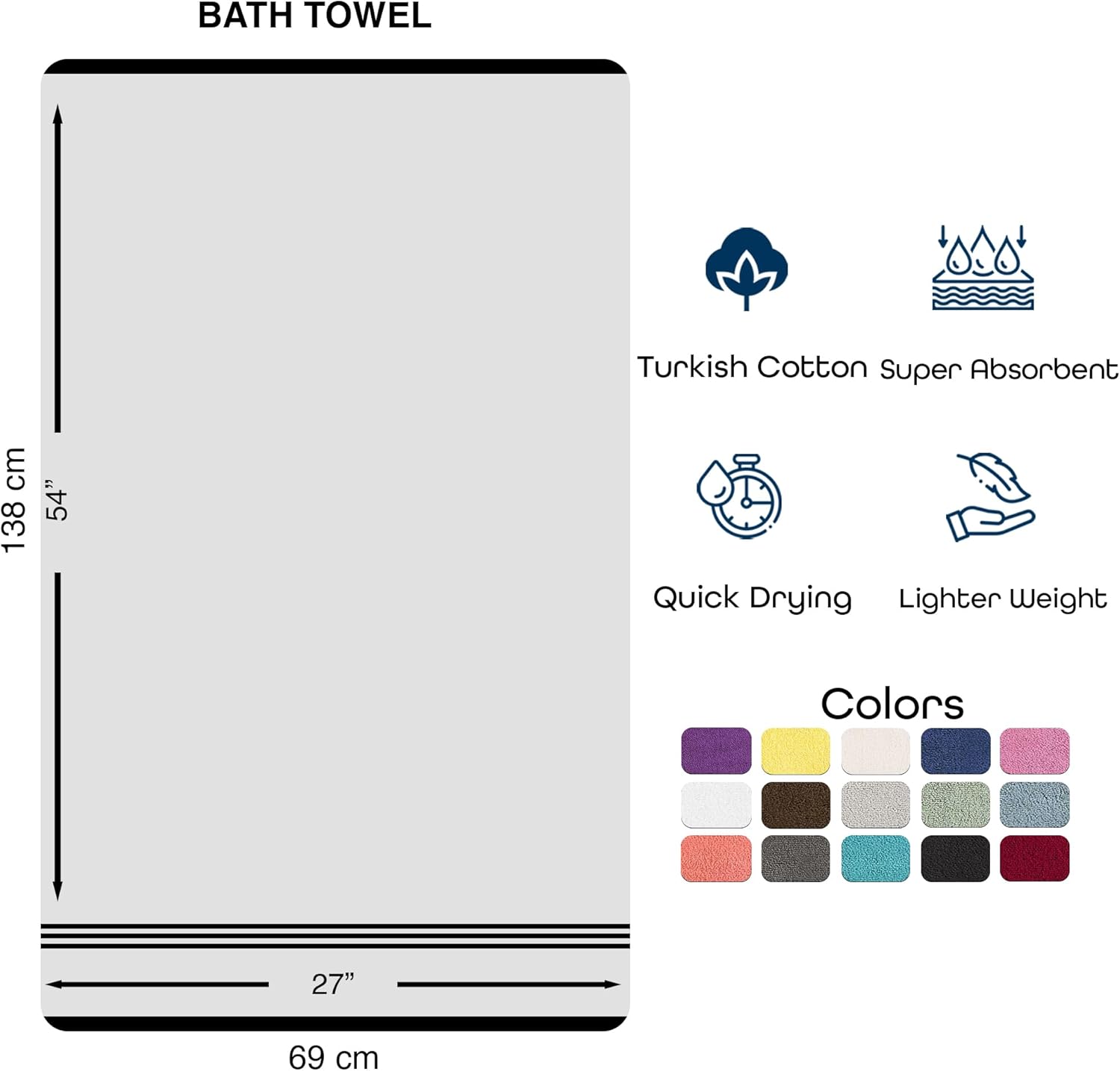 Luxury 4-Piece Soft Cotton Bath Towels