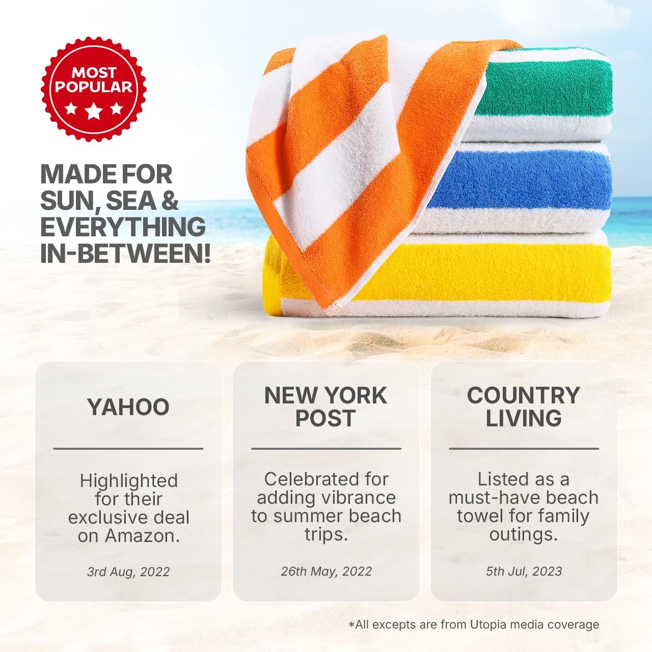 Utopia Cabana Stripe Beach Towels - 4-Piece Set