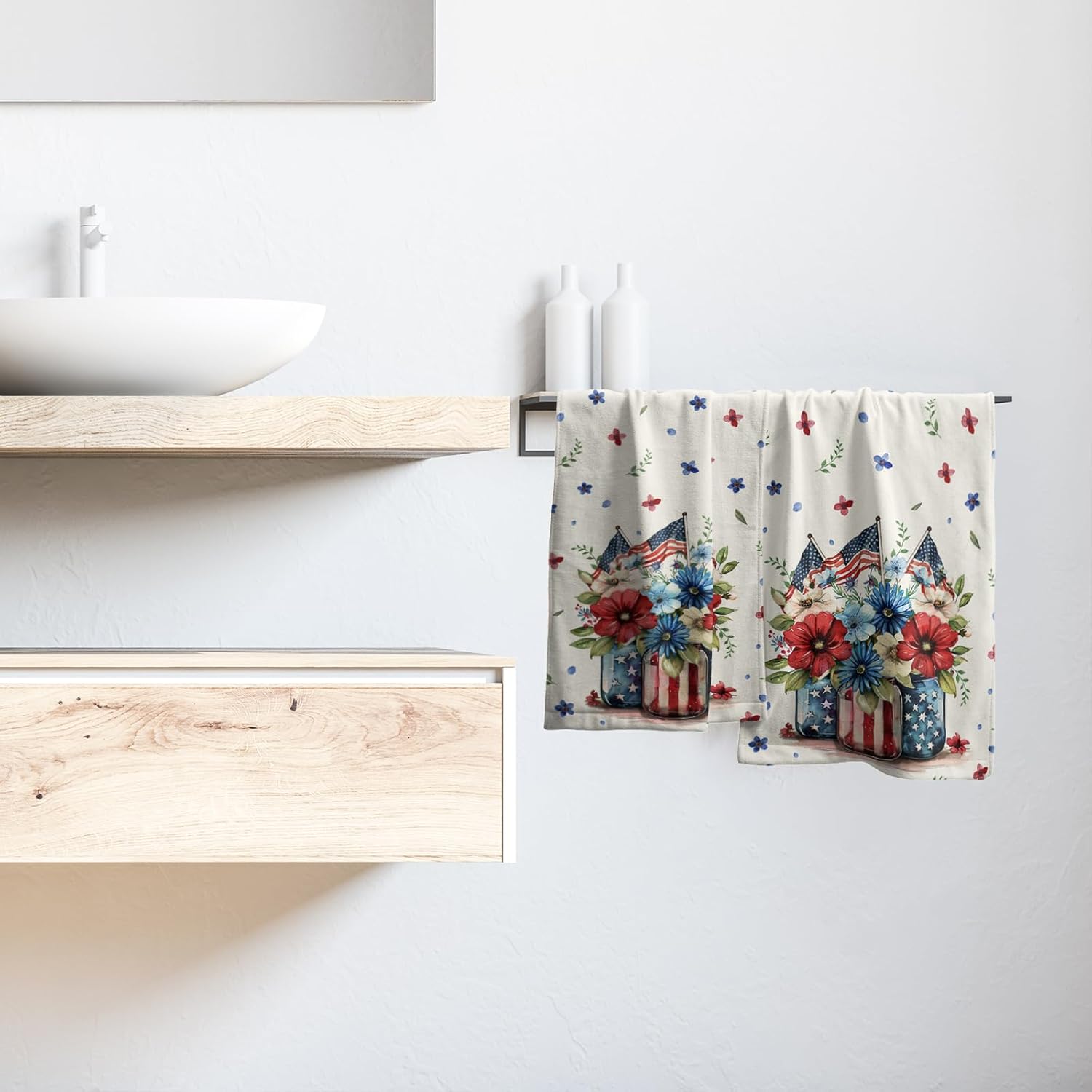 Patriotic Floral Hand Towels