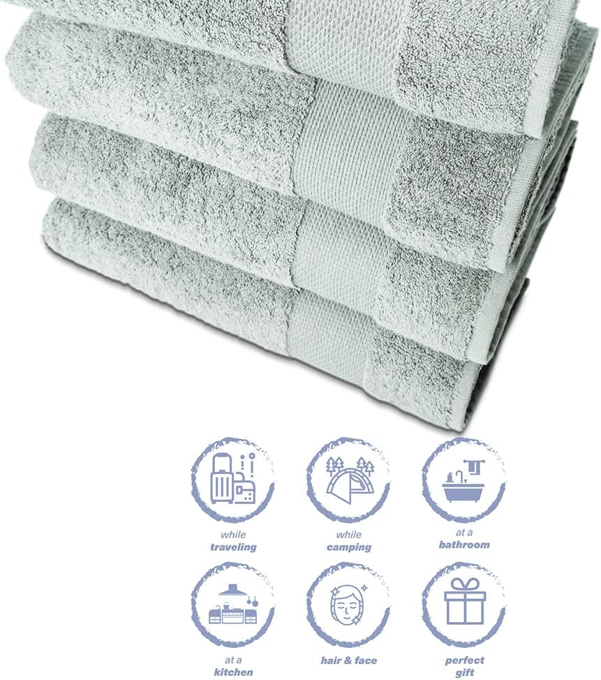 Luxury Soft High Absorbent bath towel set of 4