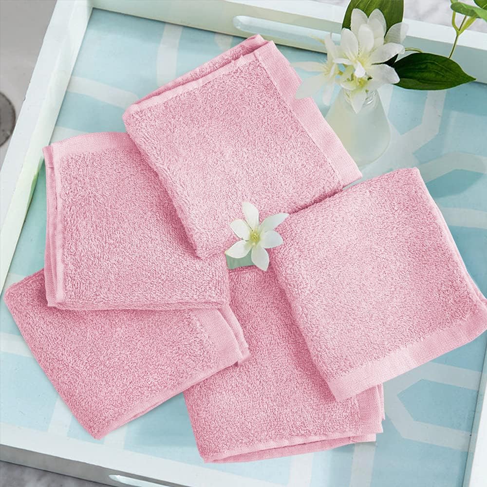 Yoofoss Luxury Washcloths 10 Pack - 10 x 10 Pink