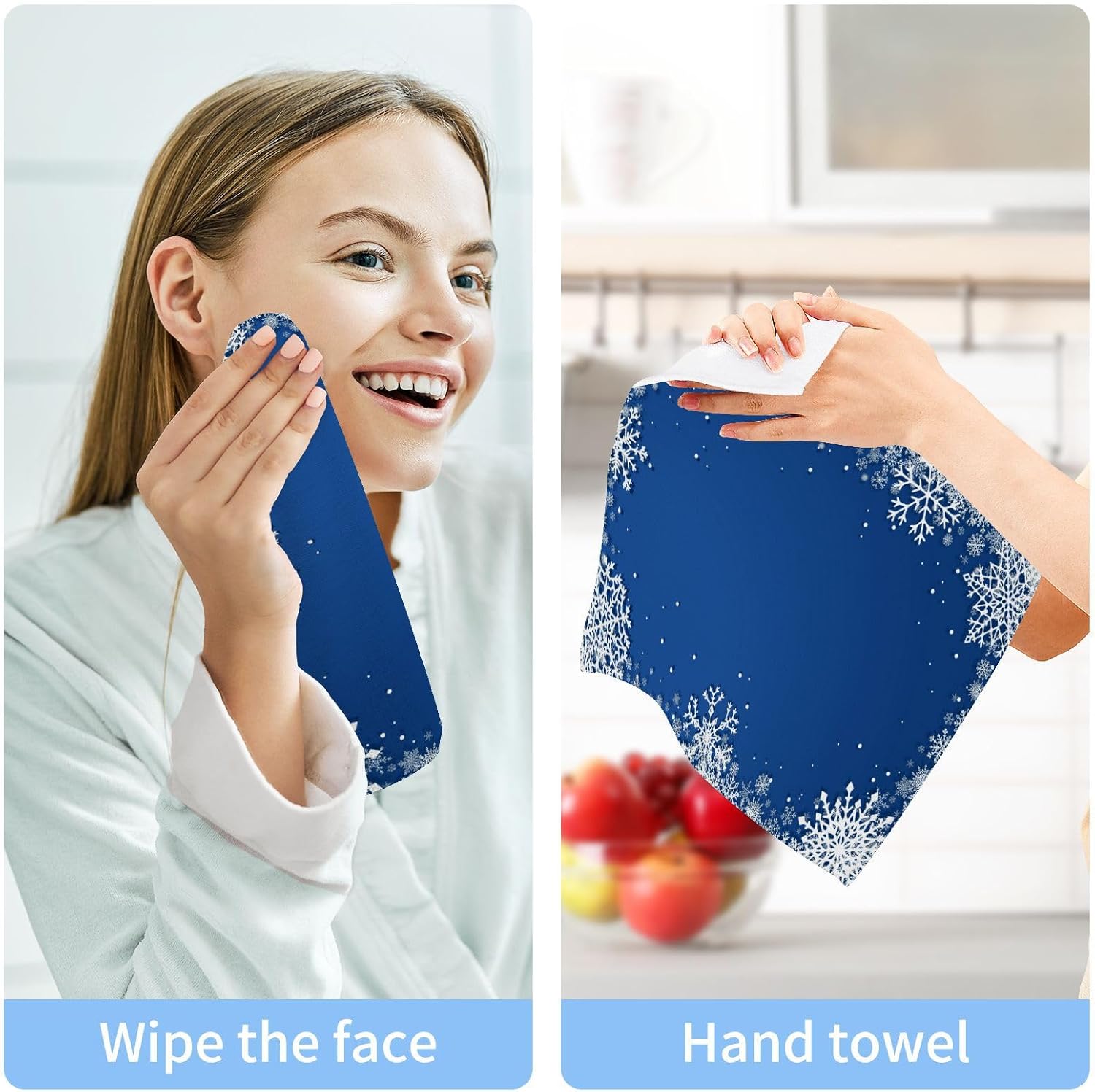 Blue Snowflake Washcloths 2-Pack