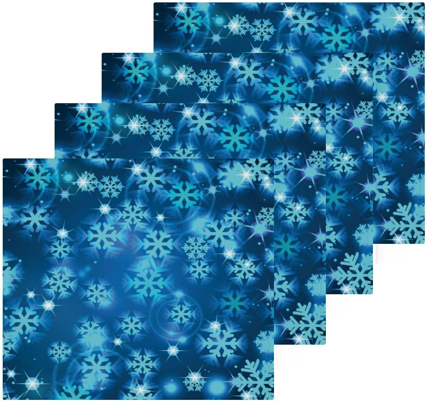 Blue Christmas Snowflake Washcloth Set for Washes