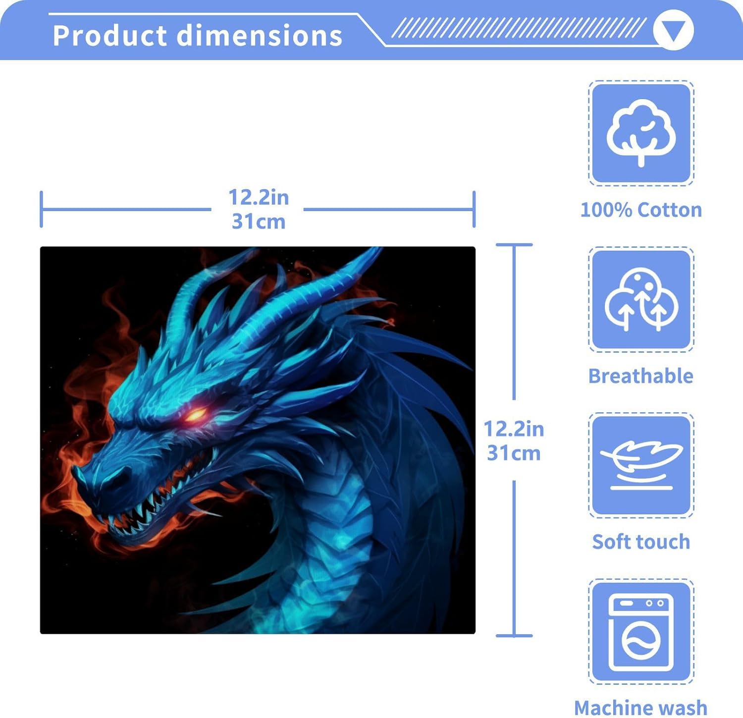 YETTASBIN Dragon Washcloths 2 Pack Soft Absorbent Cotton Towels