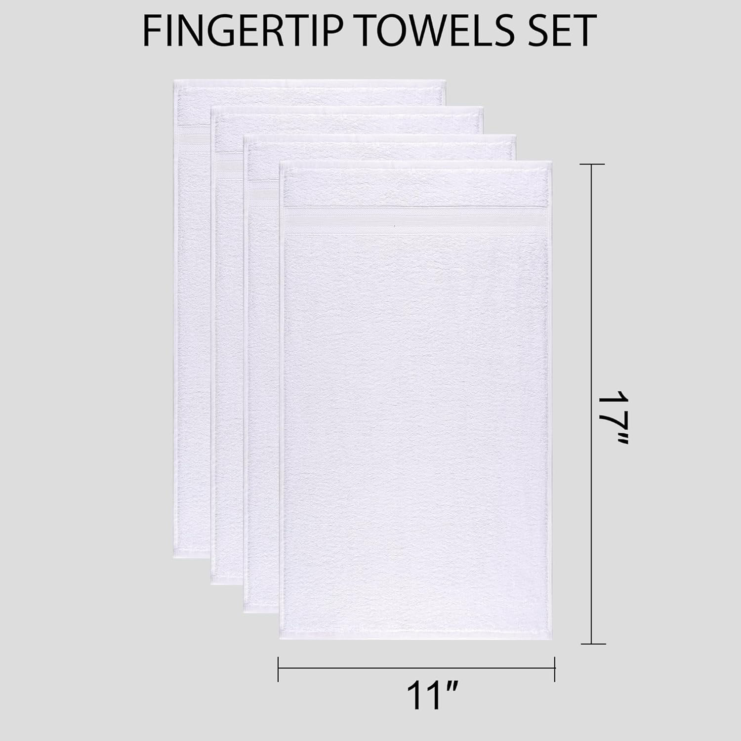 Quick-Dry Soft 11x17 Fingertip Towels - 4 Pieces White