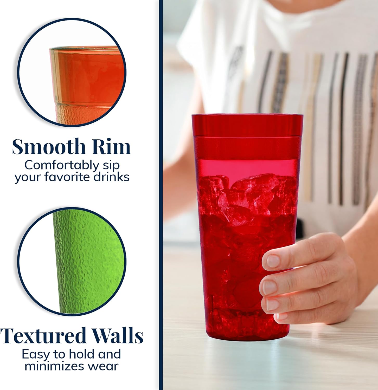 US Acrylic Disposable Tumblers 20-ounce Stackable BPA-Free Set of 16