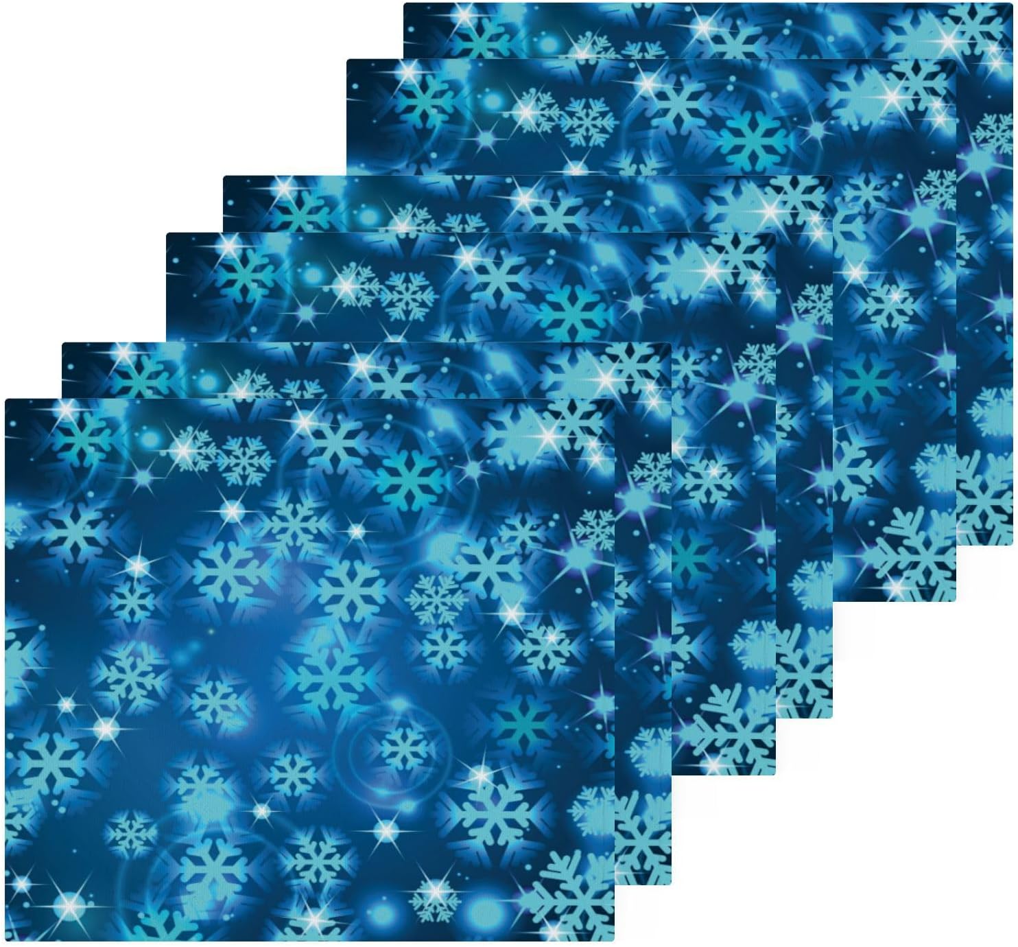 Blue Christmas Snowflake Washcloth Set for Washes