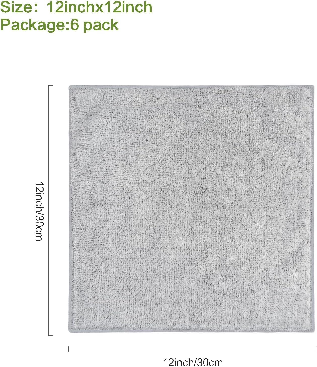 SINLAND Microfiber Face Towels 6-Piece Set 12x12 Ultra Soft for Bath