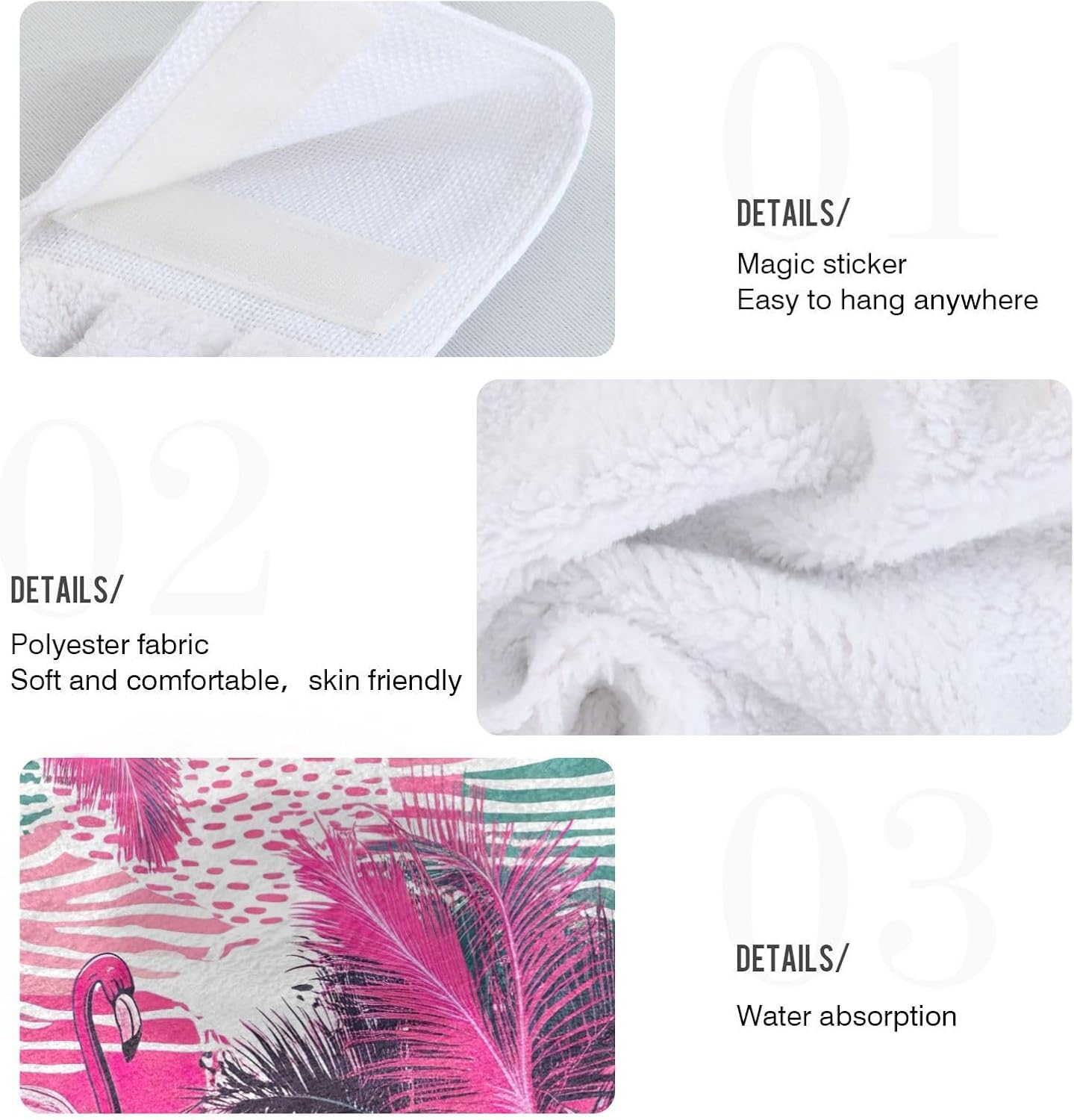 RPLife - Pink Flamingo Hanging Towels for Kids - Super Soft and Absorbent