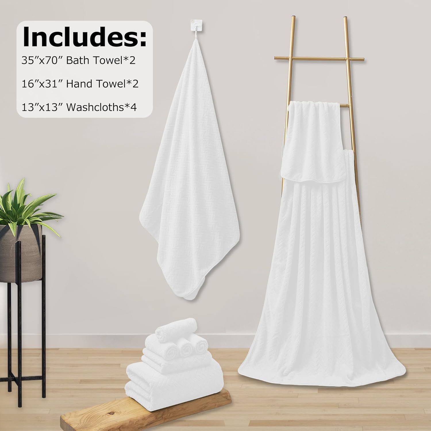 8-Piece Premium Bath Towel Set Soft Lightweight Highly Absorbent Quick Dry