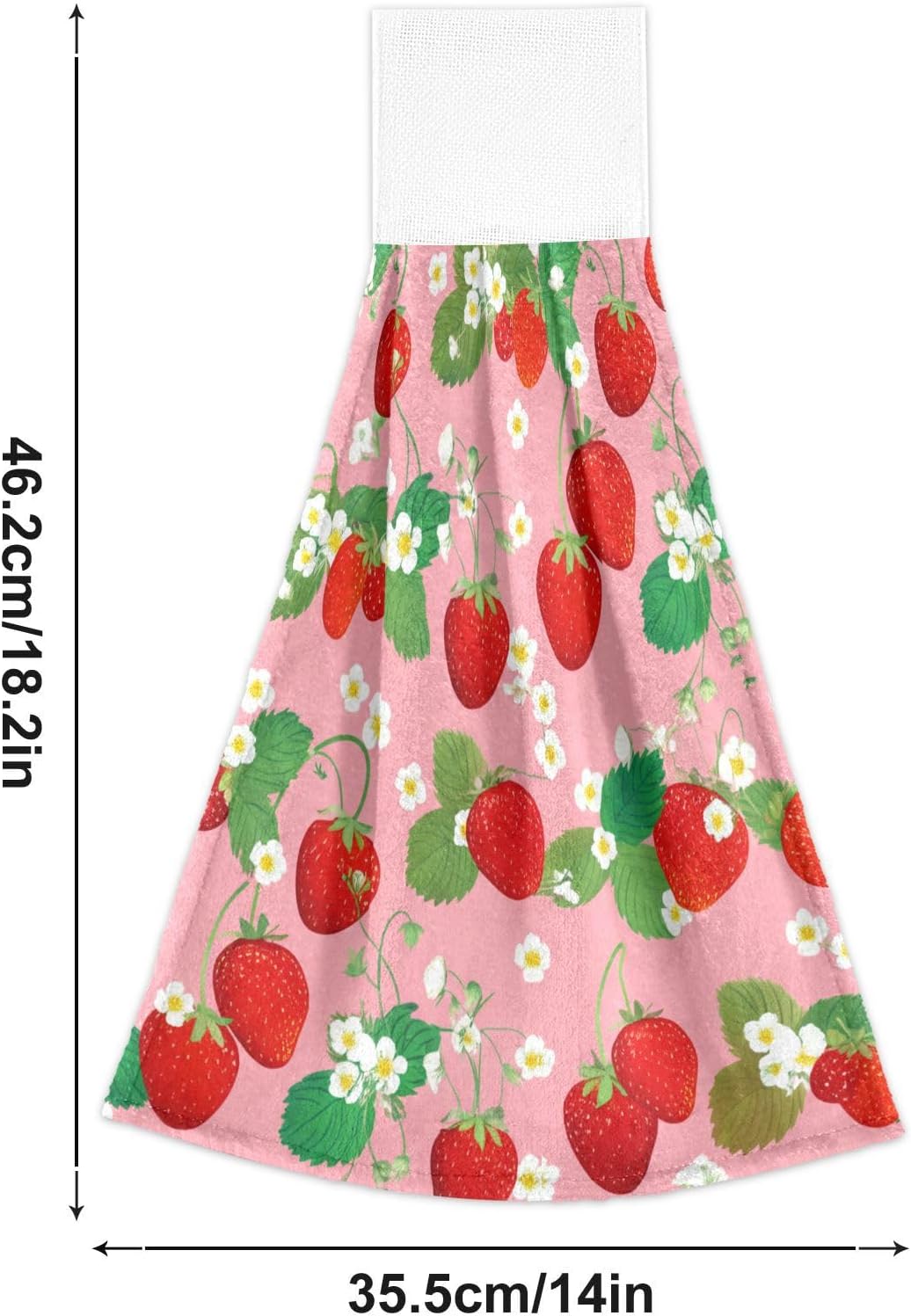 Cute Strawberry Pink Kitchen Hand Towels Set of 2