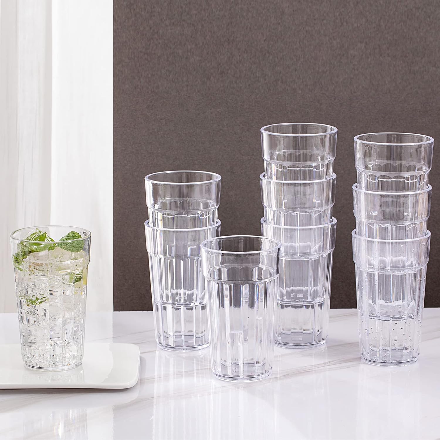 10oz Small BPA-Free Plastic Drinking Glasses Set of 10