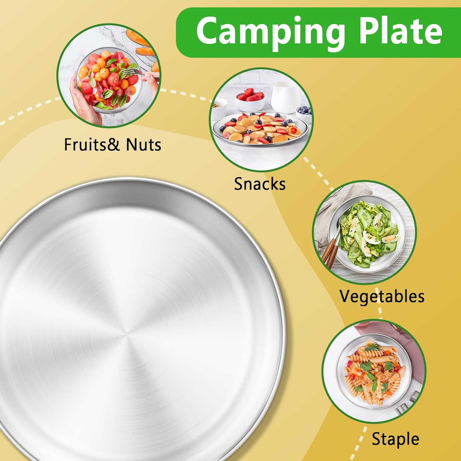 Sturdy Stainless Steel Plates for Toddlers - Camping Everyday Use