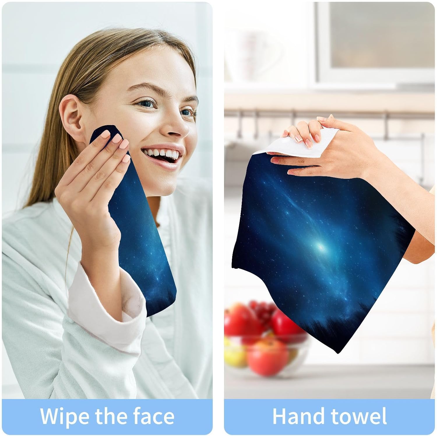 Galaxy Washcloth 2-Piece Soft Absorbent Baby Face Towels Reusable Washcloth Set