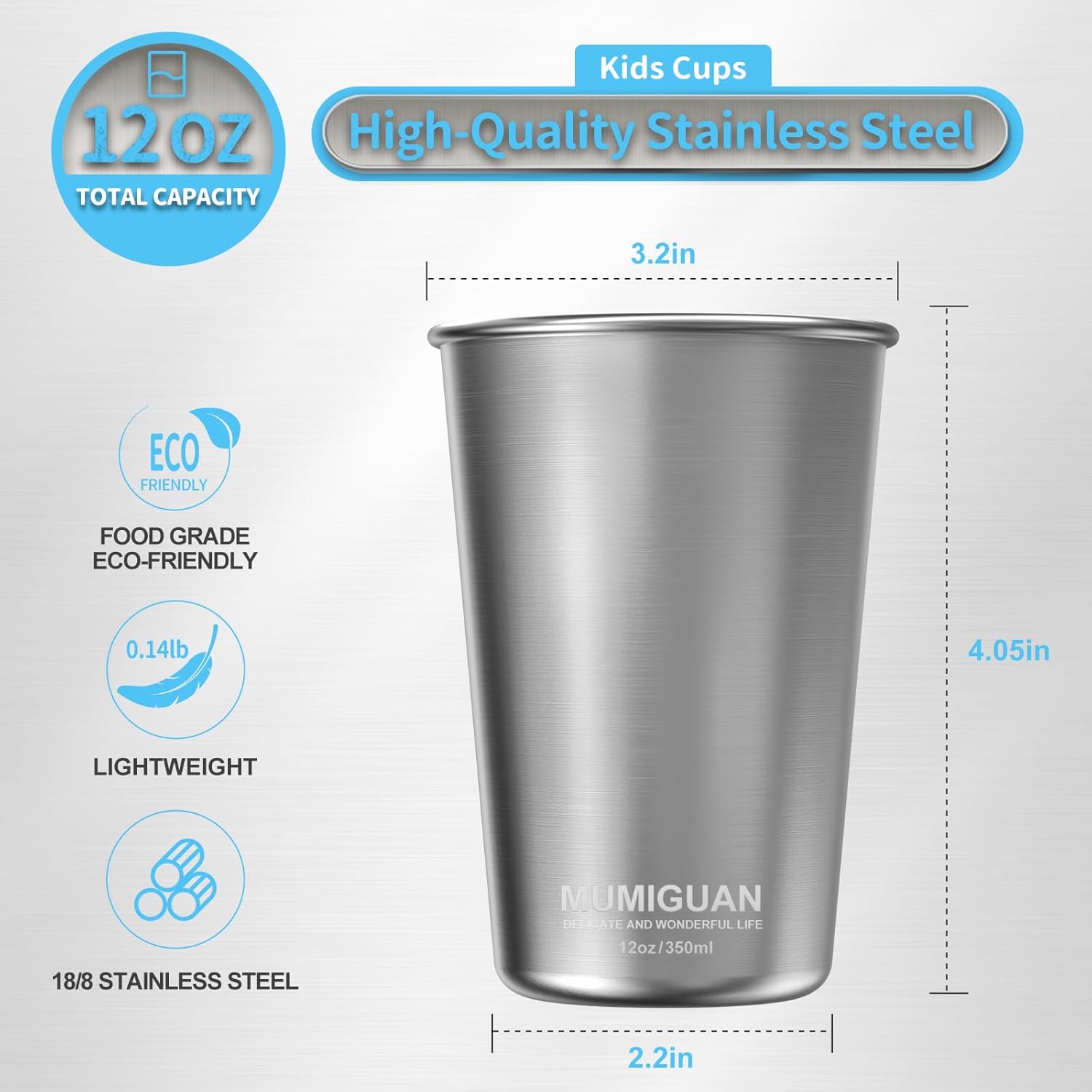 Stackable BPA-Free Stainless Steel Cups