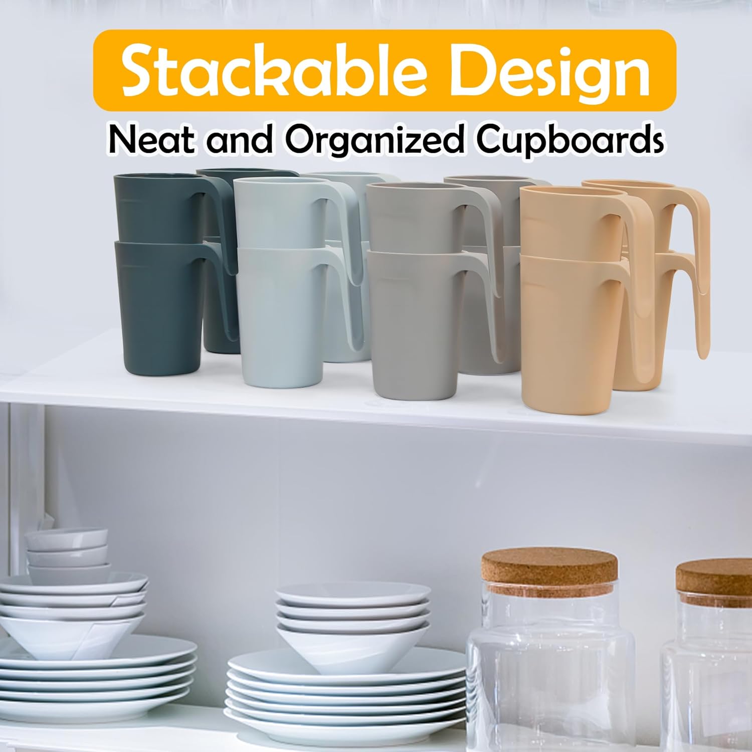 Reusable Plastic Coffee Cups 12 oz for Home Kitchen