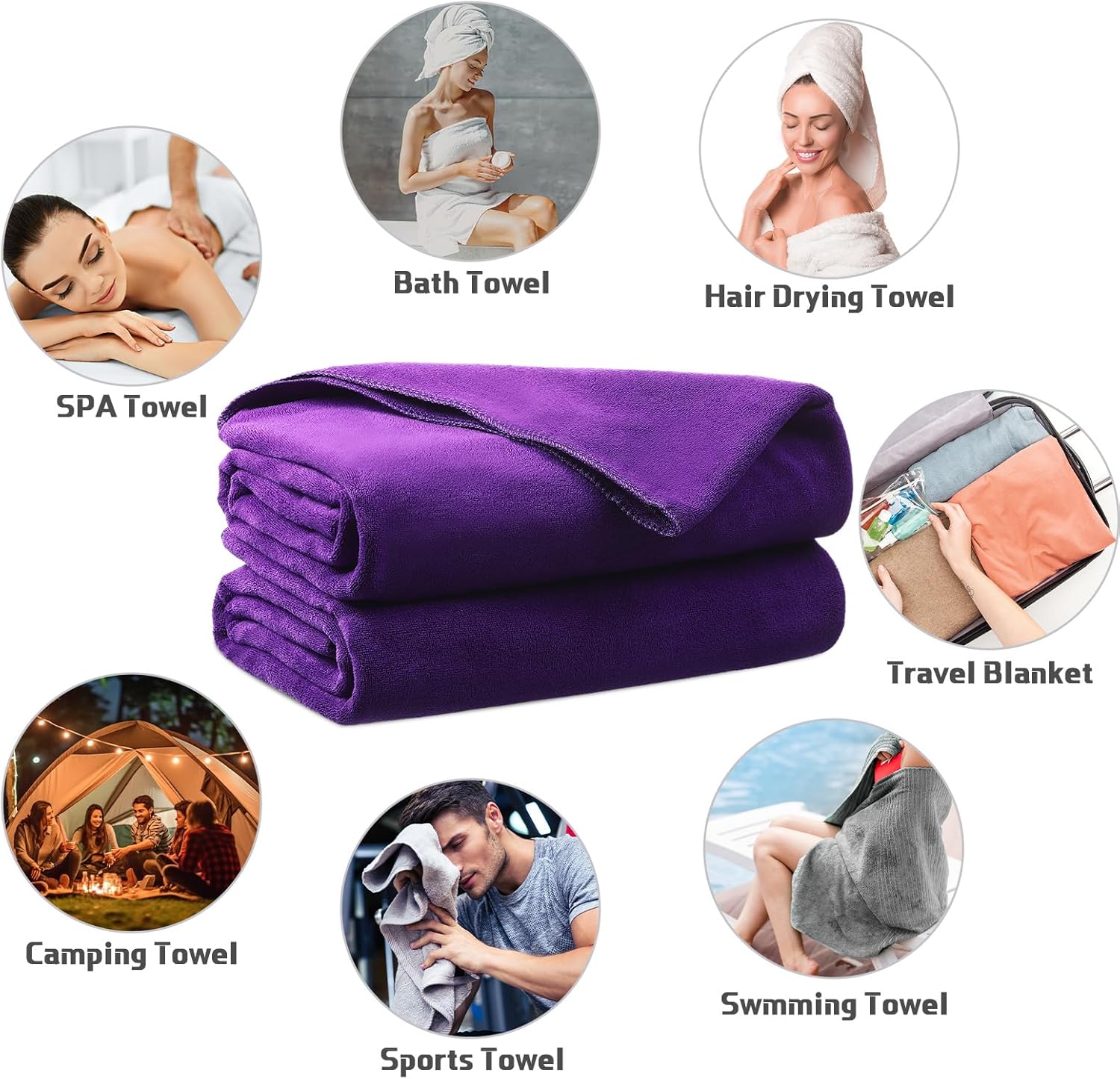 Mixweer 2 Pcs Oversized Bath Towels Ultra Soft Quick Dry