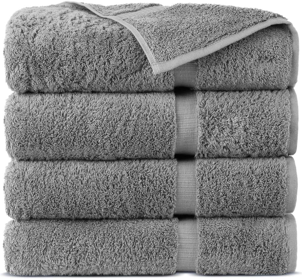 Indulge Linen 100 Turkish Cotton Towel Set gray bath towels - set of 4