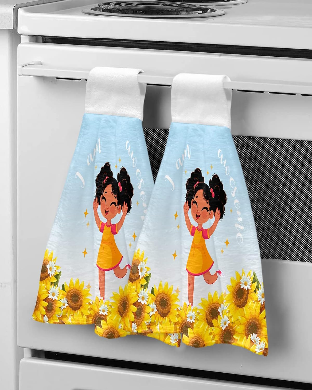 Kewadony 1 Pack Sunflower Black Hand Towels