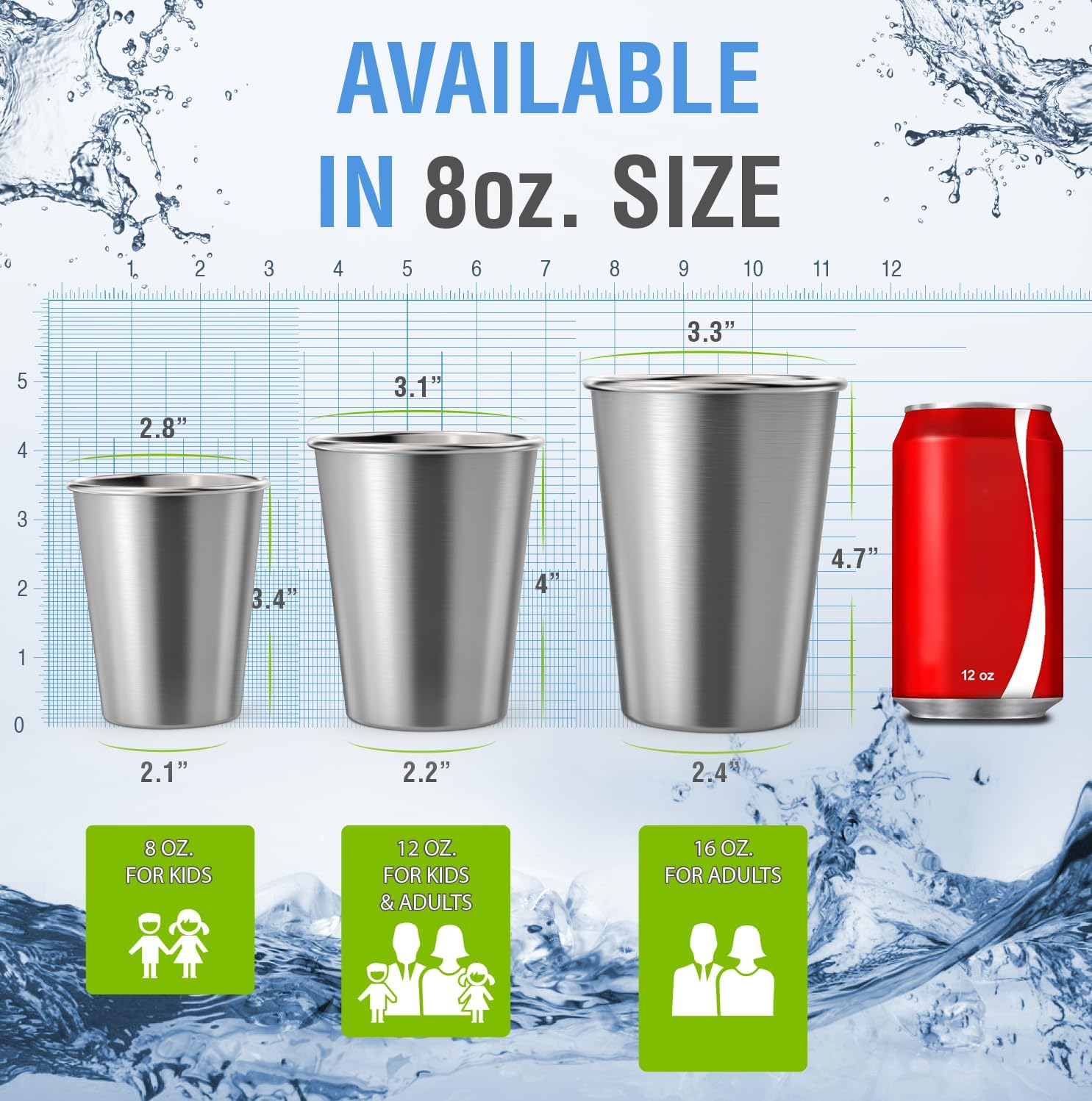 CHILLOUT LIFE Stainless Steel Cups for Kids and Toddlers 8 oz