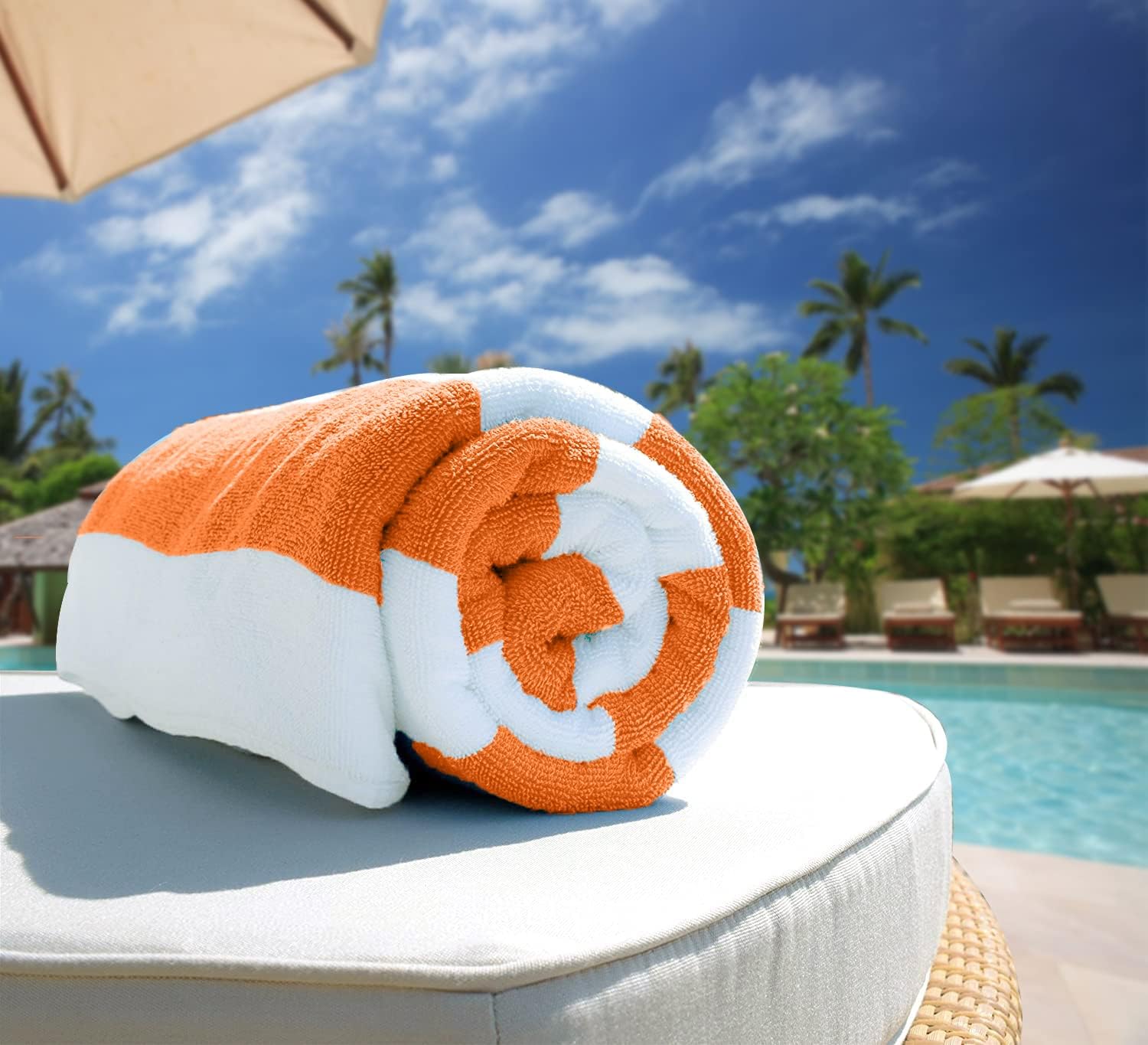 Avalon Towels Cabana Beach Towels 4-Pack 30x60 inches Orange Stripe