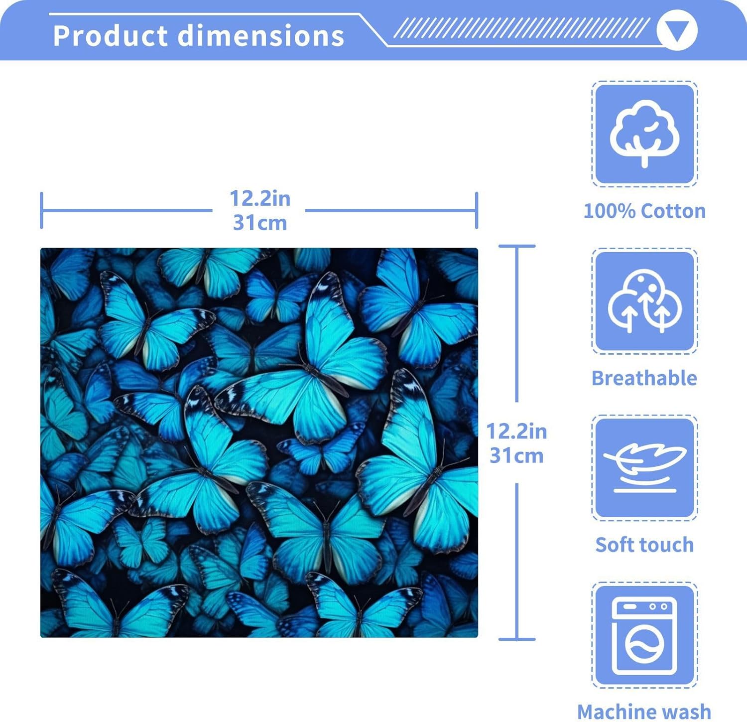 Blue Butterfly Washcloth Set