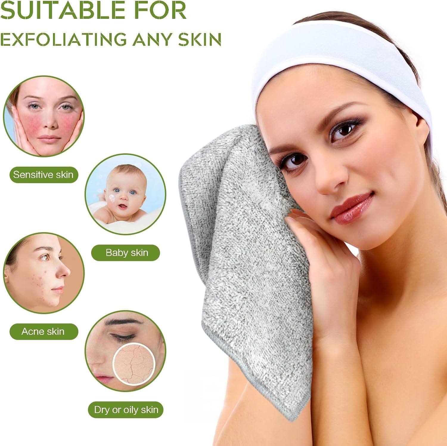 SINLAND Microfiber Face Towels 6-Piece Set 12x12 Ultra Soft for Bath