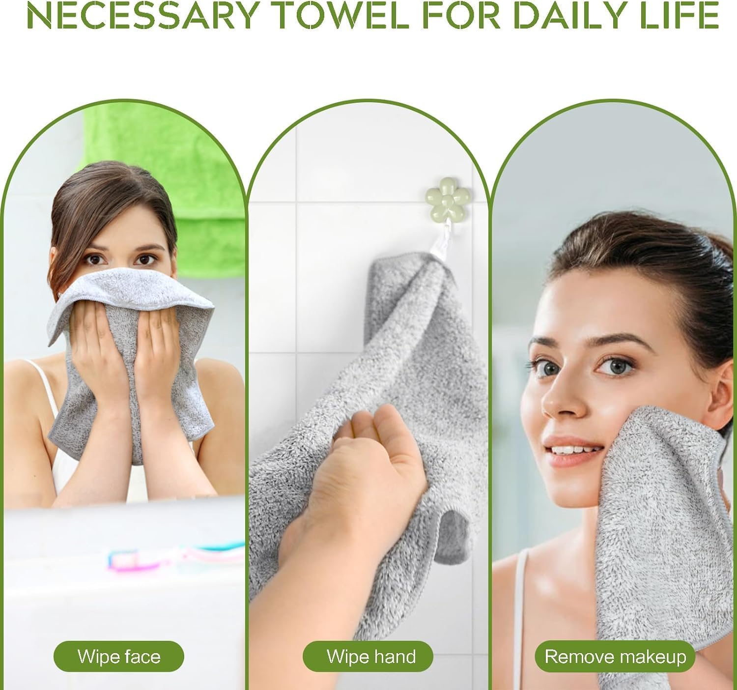 SINLAND Microfiber Face Towels 6-Piece Set 12x12 Ultra Soft for Bath