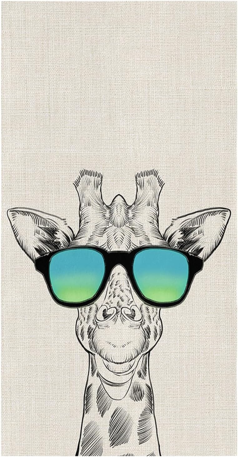 Microfiber Kitchen Towels 1 Pack Funny Giraffe Design Absorbent Dish Towels