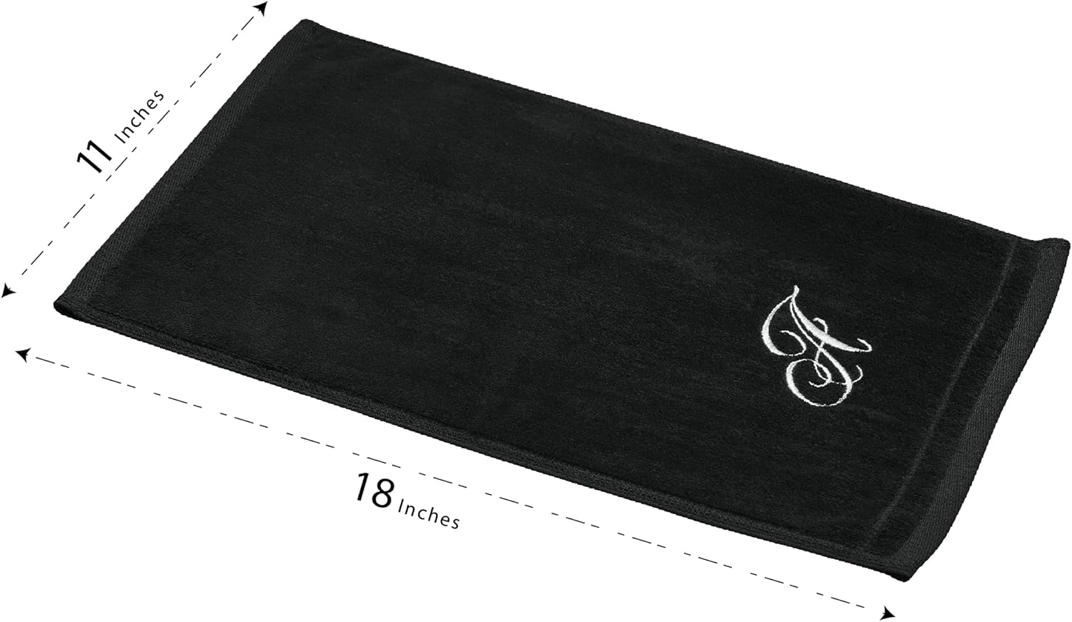 Personalized Monogram Fingertip Towels Set of 2 Black