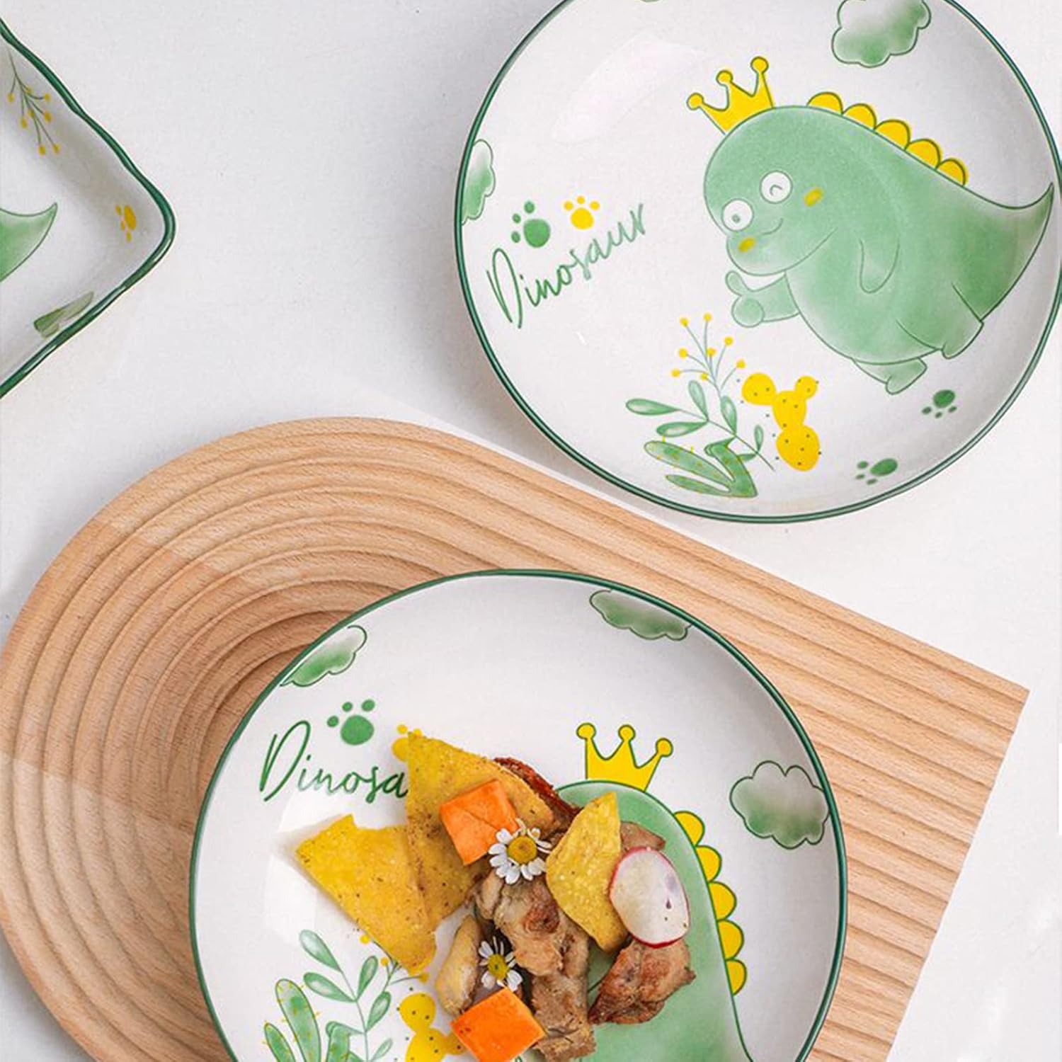Set of 5 Dinosaur Plates 7-inch Microwave and Dishwasher Safe